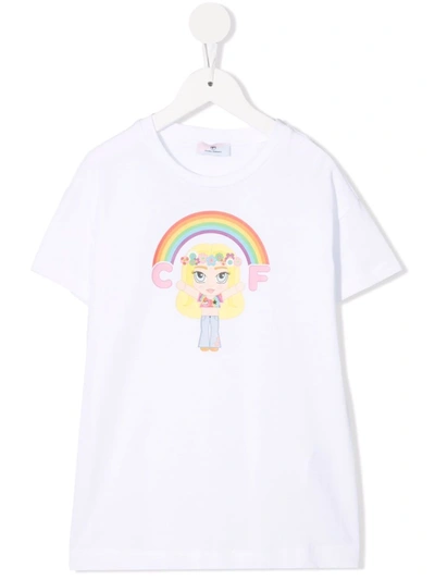 Chiara Ferragni White Cotton T-shirt With Mascot Print In White