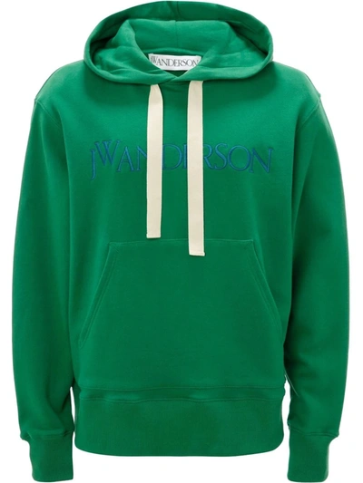 Shop Jw Anderson Embroidered Logo Hoodie In Green
