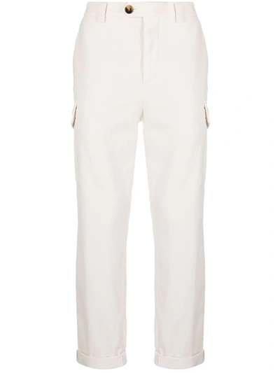 Shop Brunello Cucinelli Corduroy Straight-leg Trousers In White