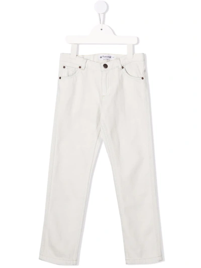 Shop Bonpoint Straight-leg Cotton Trousers In Blue