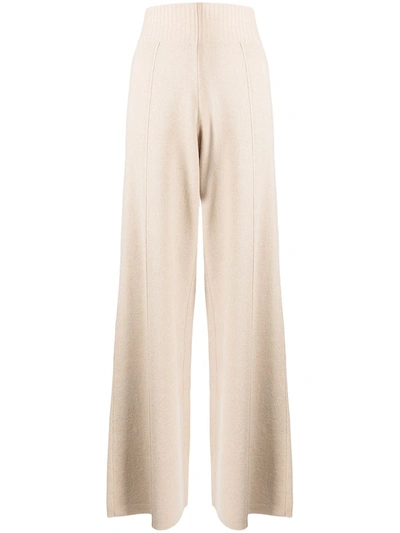 Shop Pringle Of Scotland Wide-leg Knitted Trousers In Brown