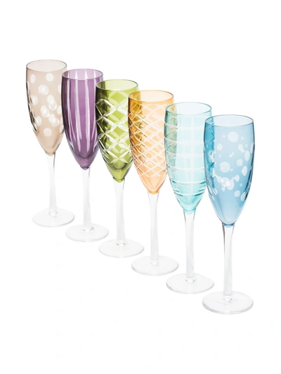 Shop Pols Potten Cuttings Champagne Glasses (set Of 6) In Blue