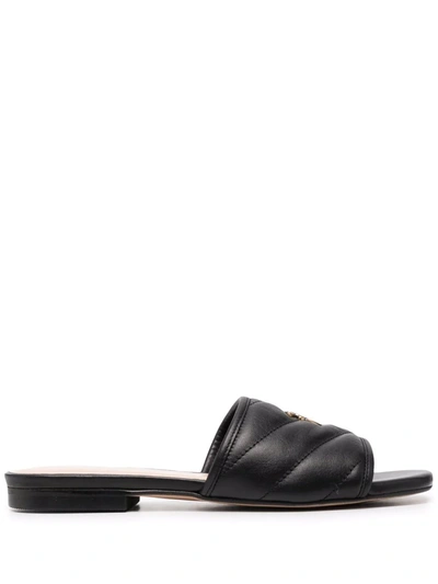 Shop Pinko Quilted Leather Sandals In Black