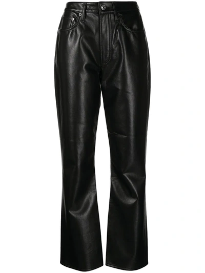 Agolde Black High Waisted Flared Pants In Black