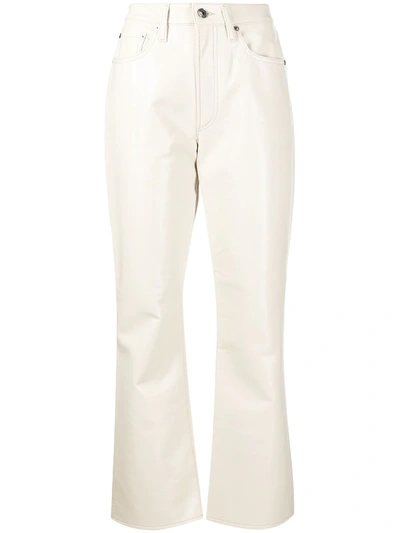 Shop Agolde High-waisted Flared Trousers In Neutrals