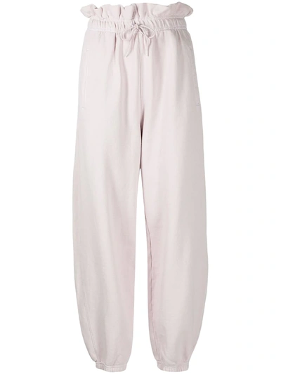 Shop Agolde Paperbag-waist Cotton Track Pants In Pink