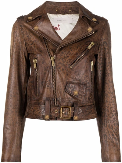 Shop Golden Goose Zip-fastening Biker Jacket In Brown