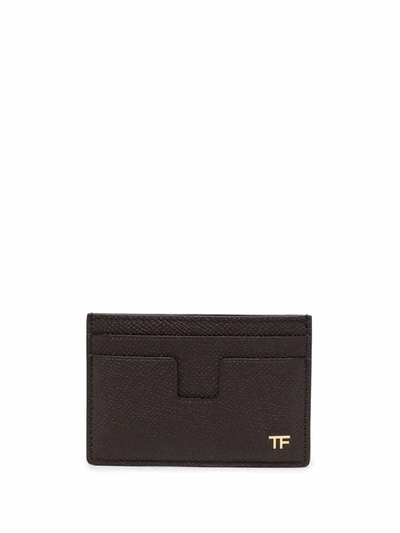 Shop Tom Ford T-line Leather Cardholder In Brown