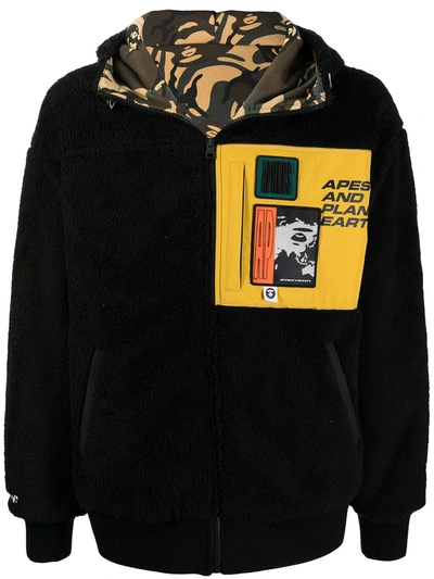 Shop Aape By A Bathing Ape Ape Reversible Hooded Jacket In Black