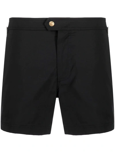Shop Tom Ford Side-strap Swim Shorts In Black