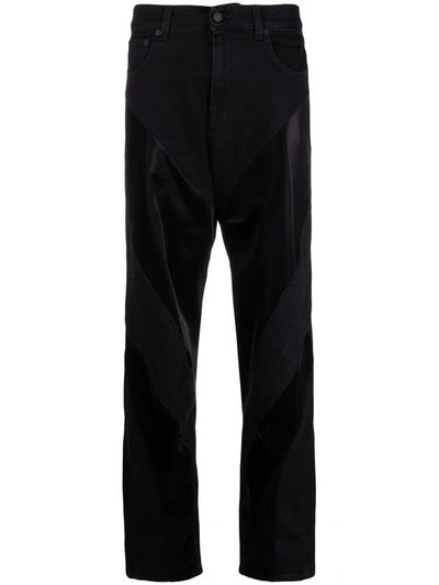Shop Mugler High-waisted Panelled Jeans In Black