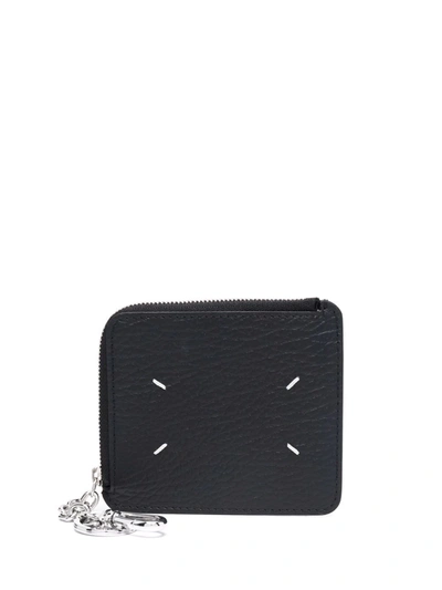 Shop Maison Margiela Number-print Leather Cardholder In Black