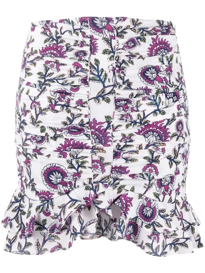 Shop Isabel Marant Milendi Floral Mini Skirt In White