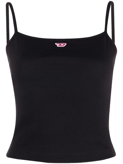 Cotton Thin Strap Tank Top in Black