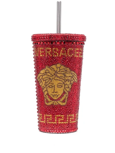 Shop Versace Medusa Crystal-embellished Travel Cup In Red