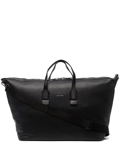 Shop Calvin Klein Faux-leather Weekend Bag In Black