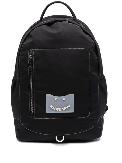 Shop Ps By Paul Smith Happy Logo-patch Backpack In Black