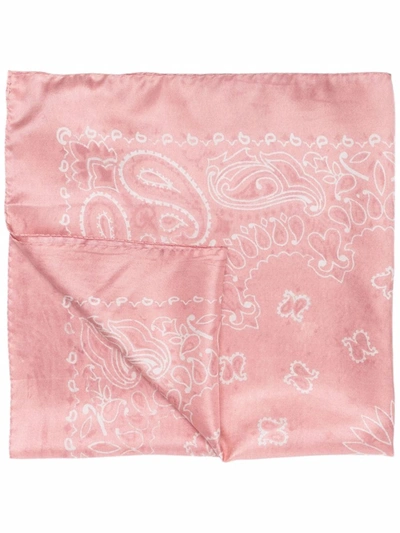 Shop Golden Goose Silk Bandana Scarf In Pink