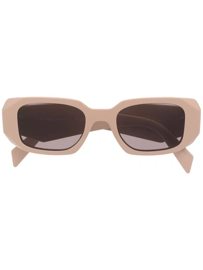 Shop Prada Rectangular-frame Sunglasses In Neutrals