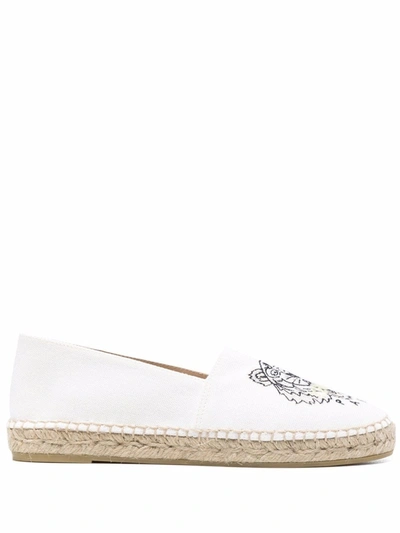 Shop Kenzo Embroidered Logo Espadrilles In White