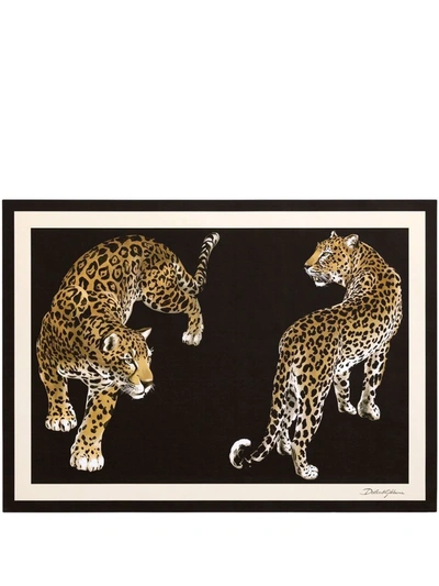 Dolce & Gabbana Leopard-motif Paper Placemats (set Of 36) In Black