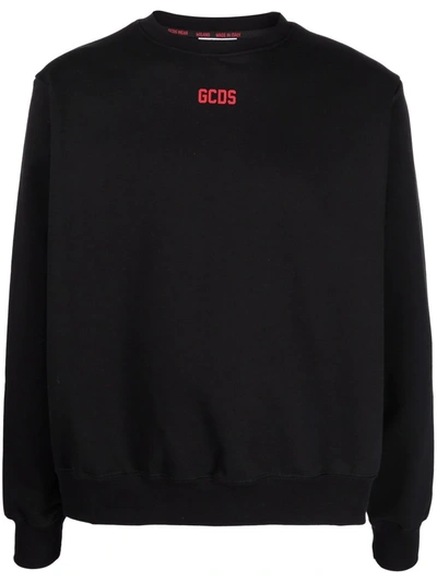 Shop Gcds Logo-print Crew Neck Sweatshirt In Black