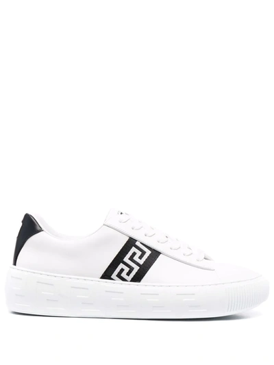 Shop Versace Greca Low-top Sneakers In White