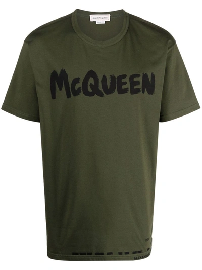 Shop Alexander Mcqueen Logo Print T-shirt In Green