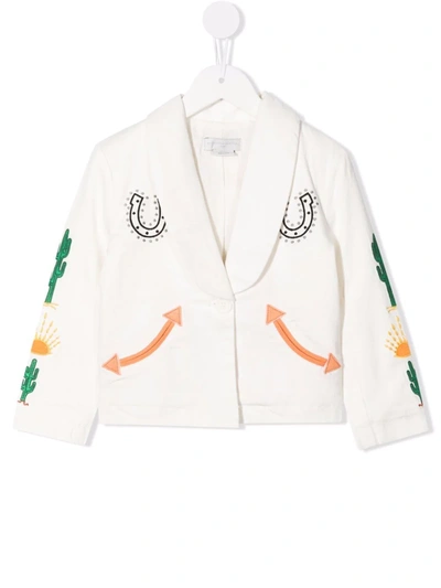 Shop Stella Mccartney Embroidered Single-breasted Blazer In White