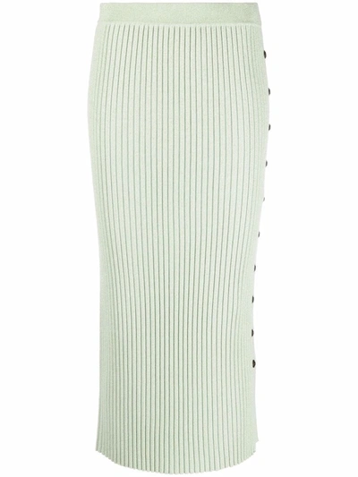 Shop Tory Burch Side Button Fastening Knit Skirt In Green