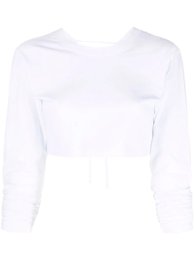Shop Jacquemus Le T-shirt Piccola Crop Top In White