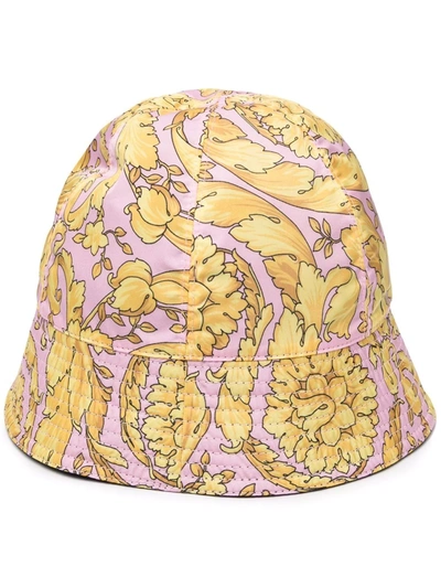 Shop Versace Baroque-print Bucket Hat In Pink