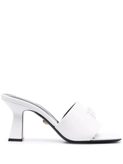 Shop Versace Medusa-head Leather Mules In White