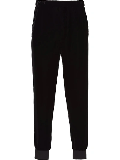Shop Prada Velvet Track Pants In Black