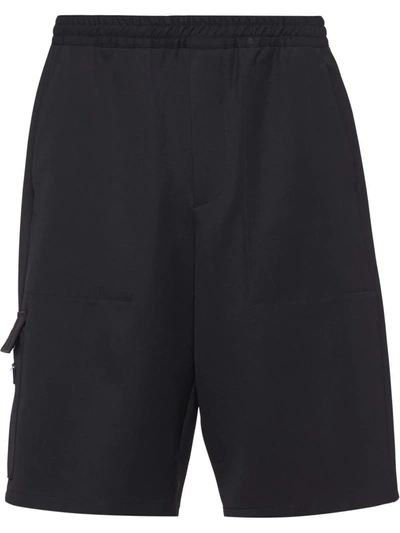Shop Prada Wool Bermuda Shorts In Black