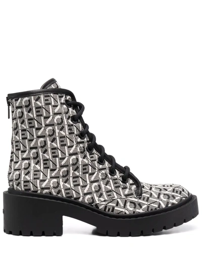 Shop Kenzo Monogram-print Ankle Boots In Black