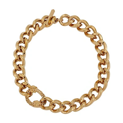 Shop Versace Greca Chain Necklace In Oro