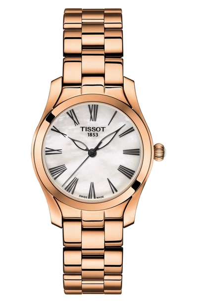Shop Tissot T-wave Bracelet Watch, 30mm In Rose Gold