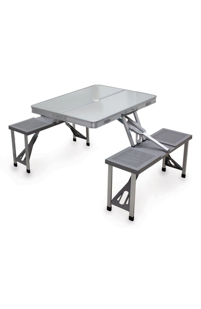 Shop Oniva Picnic Time Aluminum Portable Picnic Table With Seats In Gray