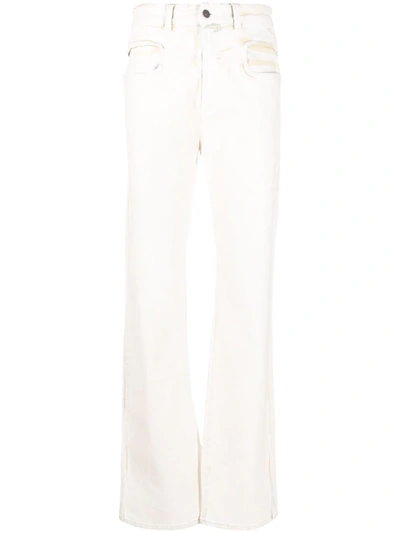 Diesel High-waist Coated-effect Jeans In Neutrals