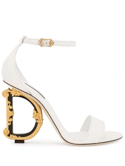 Shop Dolce & Gabbana Baroque Dg 105mm Leather Sandals In White
