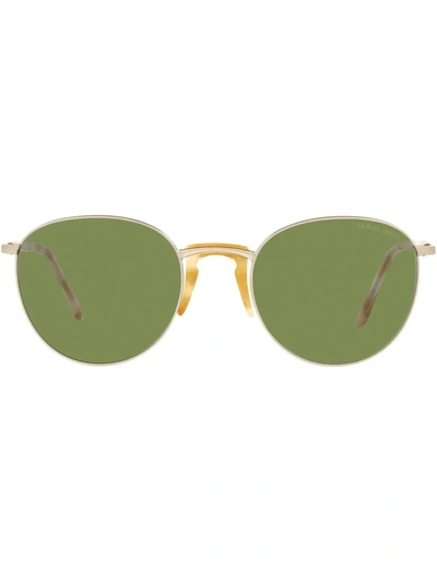 Shop Giorgio Armani Ar6129 Oval Frame Sunglasses In Gold