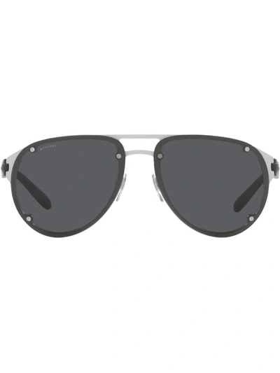 Shop Bvlgari Bv5056 Pilot-frame Sunglasses In Silver
