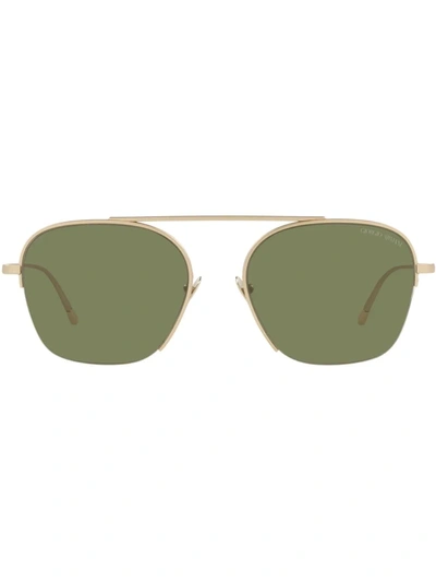 Shop Giorgio Armani Ar6124 Pilot-frame Sunglasses In Gold