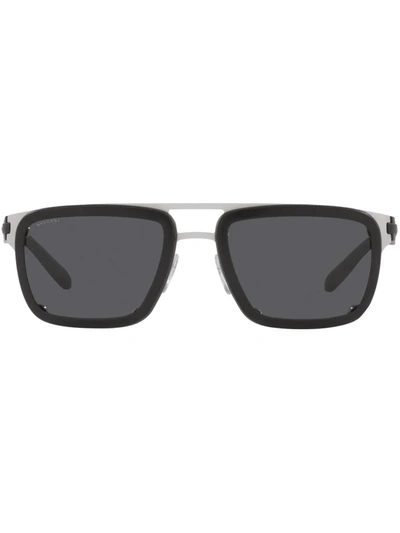 Shop Bvlgari Bv5057 Rectangle-frame Sunglasses In Silver