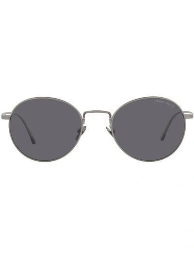 Shop Giorgio Armani Ar6125 Round Frame Sunglasses In Silver