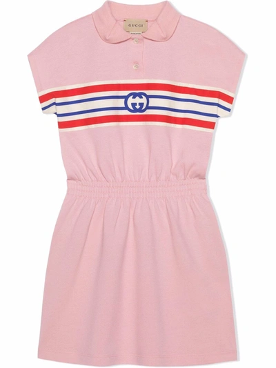 Shop Gucci Interlocking G Cotton Polo Dress In Pink