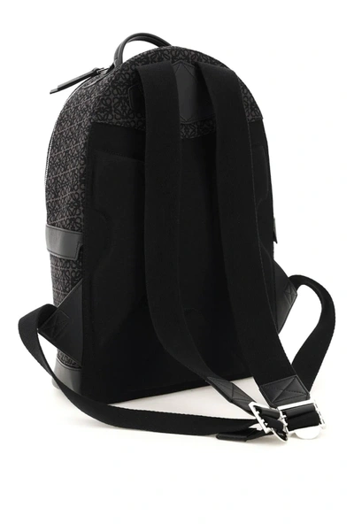 Shop Loewe Anagram Jacquard Canvas Backpack In Black,grey