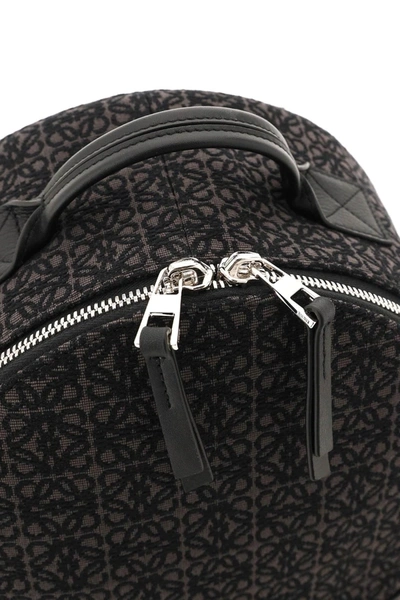 Shop Loewe Anagram Jacquard Canvas Backpack In Black,grey