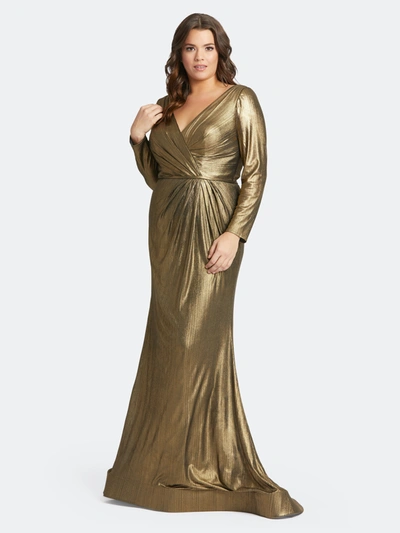 Shop Mac Duggal Chic Metallic Evening Gown In Bronze